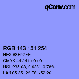 カラーコード: RGB 143 151 254 | qconv.com
