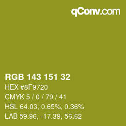 Color code: RGB 143 151 32 | qconv.com