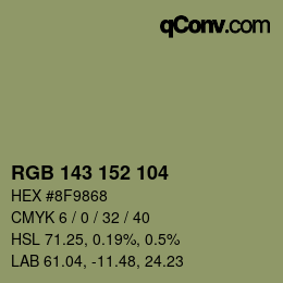 颜色代码: RGB 143 152 104 | qconv.com