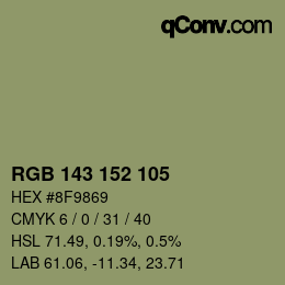 カラーコード: RGB 143 152 105 | qconv.com