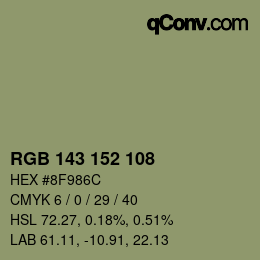 Color code: RGB 143 152 108 | qconv.com