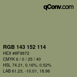 Color code: RGB 143 152 114 | qconv.com