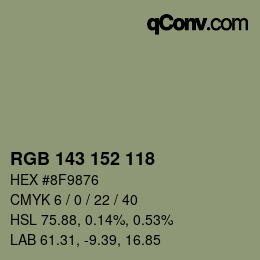 颜色代码: RGB 143 152 118 | qconv.com