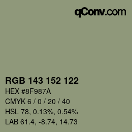 カラーコード: RGB 143 152 122 | qconv.com