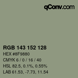 Color code: RGB 143 152 128 | qconv.com