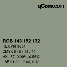 カラーコード: RGB 143 152 132 | qconv.com