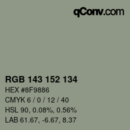 颜色代码: RGB 143 152 134 | qconv.com