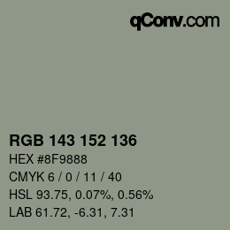カラーコード: RGB 143 152 136 | qconv.com