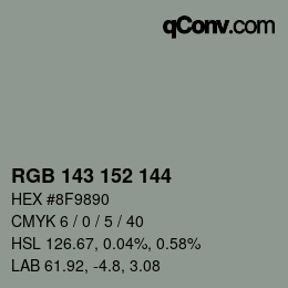 Color code: RGB 143 152 144 | qconv.com