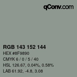 カラーコード: RGB 143 152 144 | qconv.com