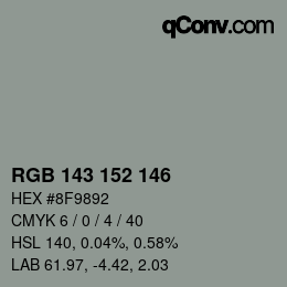 カラーコード: RGB 143 152 146 | qconv.com