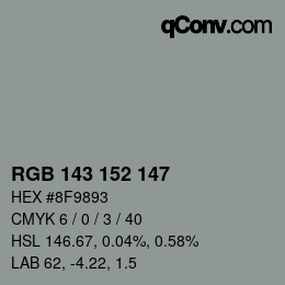 颜色代码: RGB 143 152 147 | qconv.com
