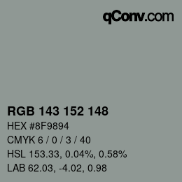 Color code: RGB 143 152 148 | qconv.com