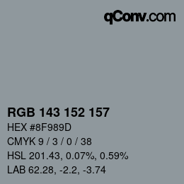 Color code: RGB 143 152 157 | qconv.com