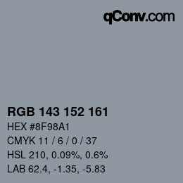Color code: RGB 143 152 161 | qconv.com