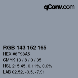 Color code: RGB 143 152 165 | qconv.com