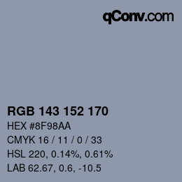 カラーコード: RGB 143 152 170 | qconv.com