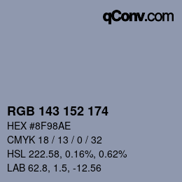 颜色代码: RGB 143 152 174 | qconv.com