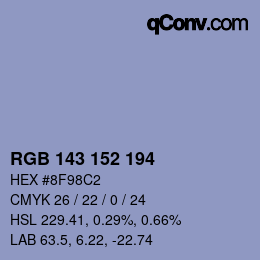 カラーコード: RGB 143 152 194 | qconv.com