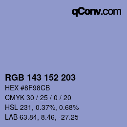 Color code: RGB 143 152 203 | qconv.com