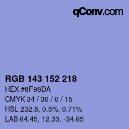 カラーコード: RGB 143 152 218 | qconv.com