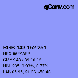 カラーコード: RGB 143 152 251 | qconv.com