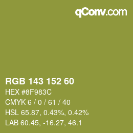 カラーコード: RGB 143 152 60 | qconv.com