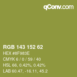 颜色代码: RGB 143 152 62 | qconv.com