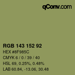 Color code: RGB 143 152 92 | qconv.com