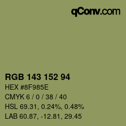 Color code: RGB 143 152 94 | qconv.com