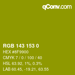 Color code: RGB 143 153 0 | qconv.com