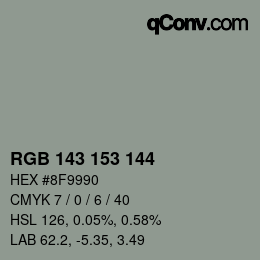 カラーコード: RGB 143 153 144 | qconv.com