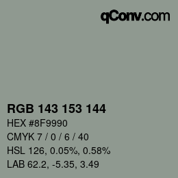 Color code: RGB 143 153 144 | qconv.com