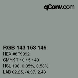 Color code: RGB 143 153 146 | qconv.com