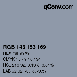 カラーコード: RGB 143 153 169 | qconv.com