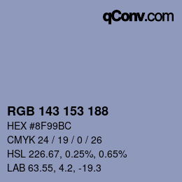Color code: RGB 143 153 188 | qconv.com