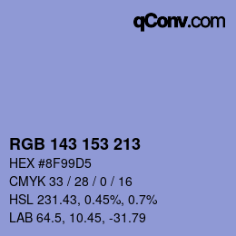 Color code: RGB 143 153 213 | qconv.com