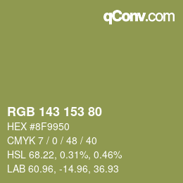 Color code: RGB 143 153 80 | qconv.com