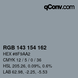 カラーコード: RGB 143 154 162 | qconv.com