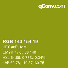 Código de color: RGB 143 154 19 | qconv.com