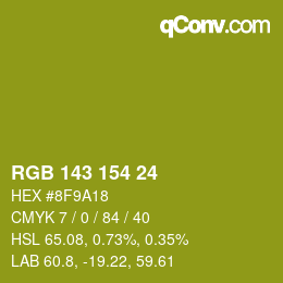 Color code: RGB 143 154 24 | qconv.com