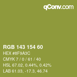 颜色代码: RGB 143 154 60 | qconv.com