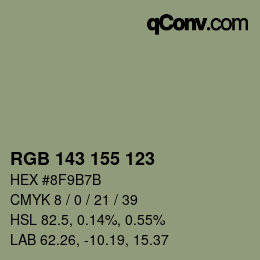 颜色代码: RGB 143 155 123 | qconv.com