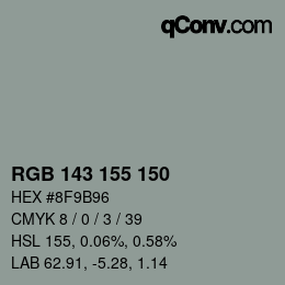 颜色代码: RGB 143 155 150 | qconv.com