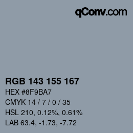 Color code: RGB 143 155 167 | qconv.com