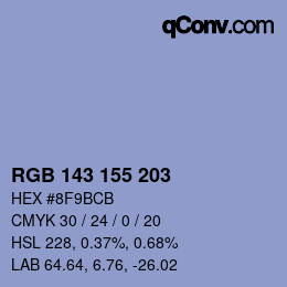 Color code: RGB 143 155 203 | qconv.com