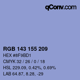 Color code: RGB 143 155 209 | qconv.com