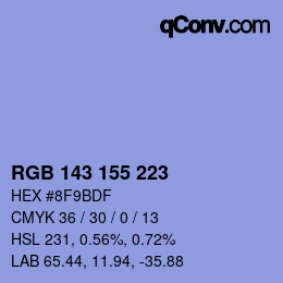 カラーコード: RGB 143 155 223 | qconv.com