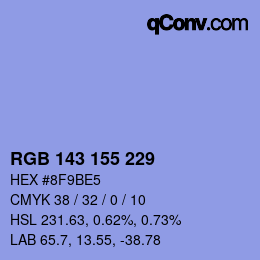 カラーコード: RGB 143 155 229 | qconv.com