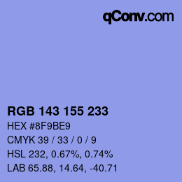 Color code: RGB 143 155 233 | qconv.com